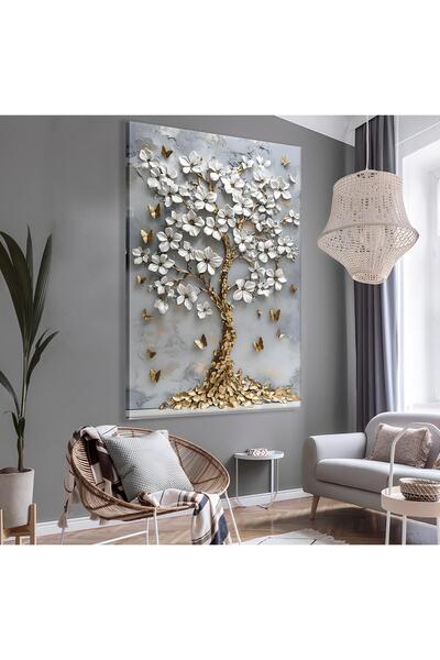 EMYA HOME Gold Ağaç Kanvas Tablo