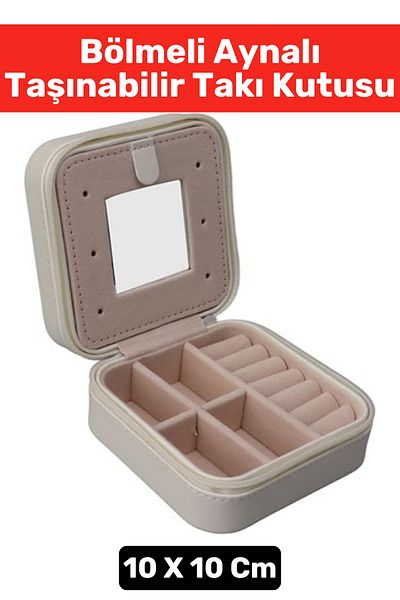 Wintoup Cutie de bijuterii cu oglindă, cu design interior din catifea moale, compactă, anti-zgârieturi, de înaltă calitate