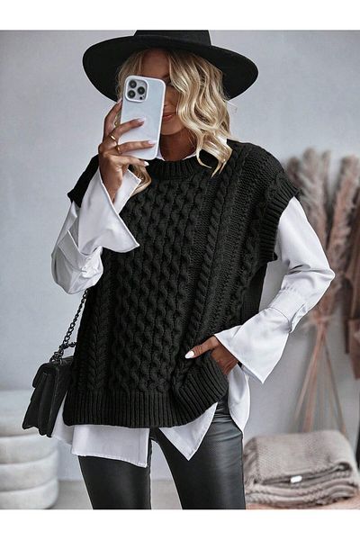 moda mh Knitted Detailed Knitwear Sweater Height 75 cm Width Is 50 cm