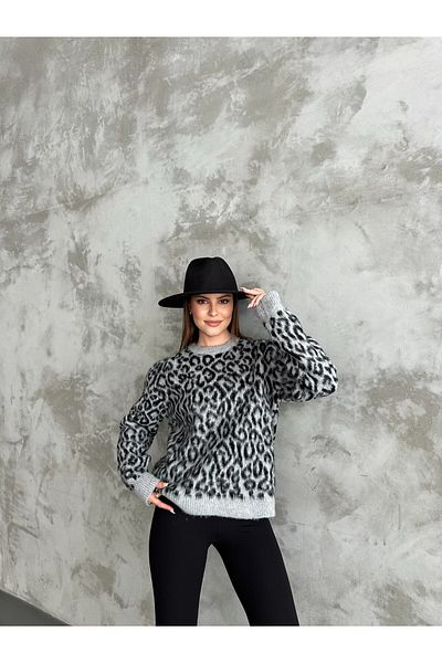 asur boutique Pulover moale cu imprimeu leopard pentru femei Asur Boutique