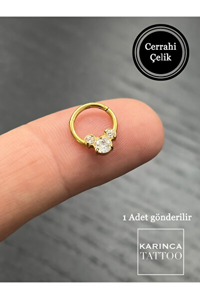 Karınca Piercing High Quality Mickey Mouse Zarif Taşlı Tragus Helix Kulak Kık...