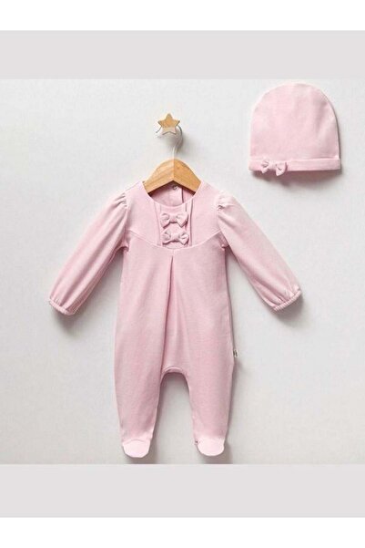 Zekids Kız Bebek Şapkalı Fiyonklu Tulum