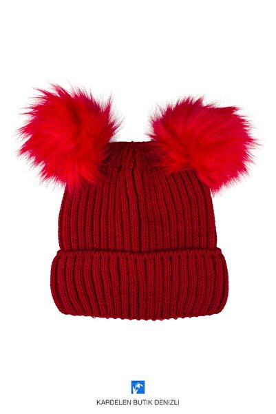 Kardelen Butik Denizli Çift Ponponlu Kaliteli Kadın Bere