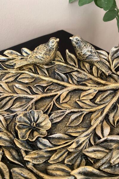 Tasarloxi 2 Bird Branch Decorative Leaf Plate