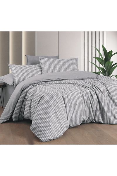 EvixHome Σετ παπλωματοθήκη διπλής κρεβατοκάμαρας Biana Grey 100% βαμβάκι Ranforce