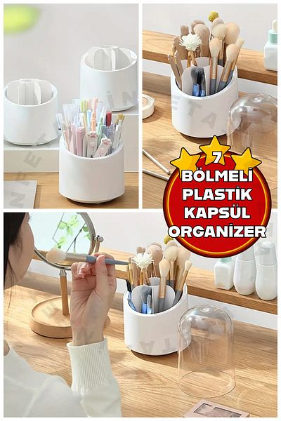 İnfeta Multipurpose 7 Compartments Makeup Cosmetic Bathroom Office Desk Organizer Makeup Brush Box Organizer