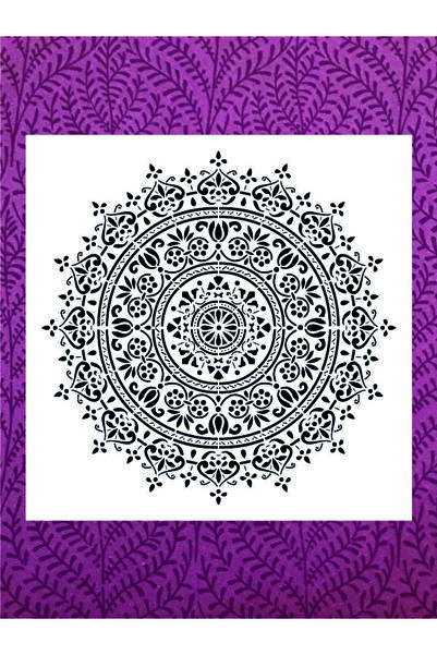 Stencilsarayi STENCİL SARAYİ BOYAMA ŞABLON DAMASK ÇİNİ MANDALA - 7961 ÖLÇÜ 80X80