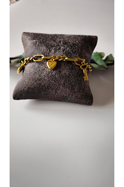 VOBEEYKU سوار ذهبي على شكل قلب ومفتاح ذهبي