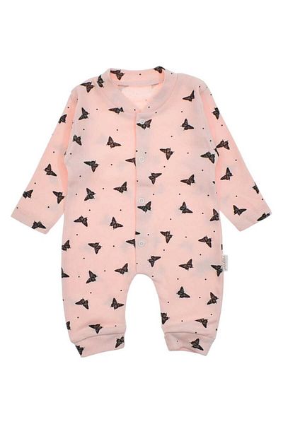 dinamik çocuk Butterfly Printed Baby Girl Jumpsuit - 100% Cotton, Flexible, 1-3-6 Months