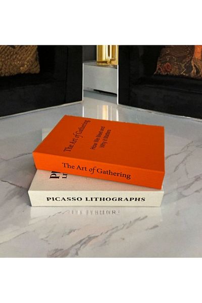 PEKİBU Orange and Beige Set of 2 Decorative Bookcases