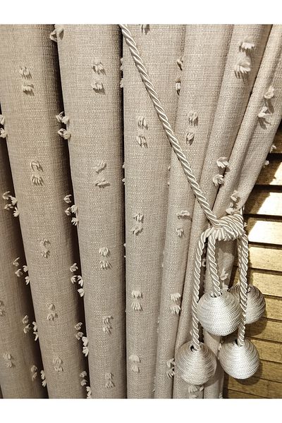 CEMRE Dream Background Pompom Sand Beige Linen 1/3 Tight Pleat (Single Wing)