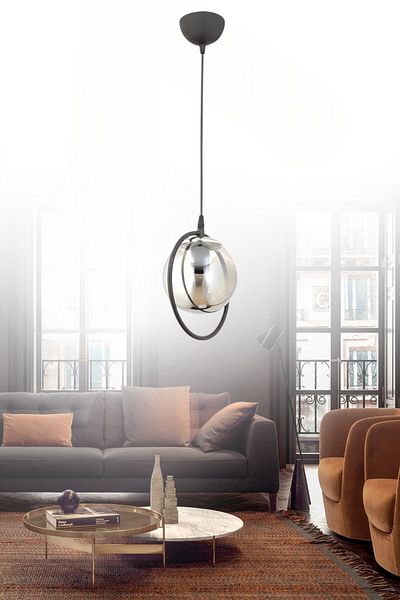 ESSLİGHT Julia Single Modern Smoked Glop Glass Pendant Lamp Chandelier