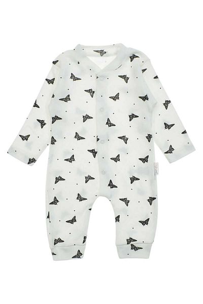 dinamik çocuk Butterfly Printed Baby Girl Jumpsuit - 100% Cotton, Flexible, 1-3-6 Months