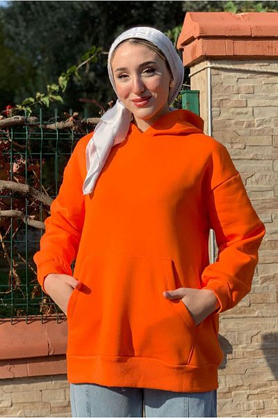 Moda Rosa 25K4433 - Orange - Kangaroo Pocket Triple Sweat