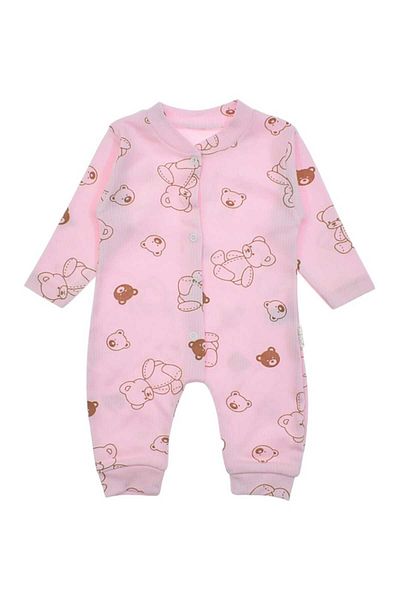 dinamik çocuk Unisex Baby Romper with Teddy Bear Print - 100% Cotton, Ribbed and Flexible