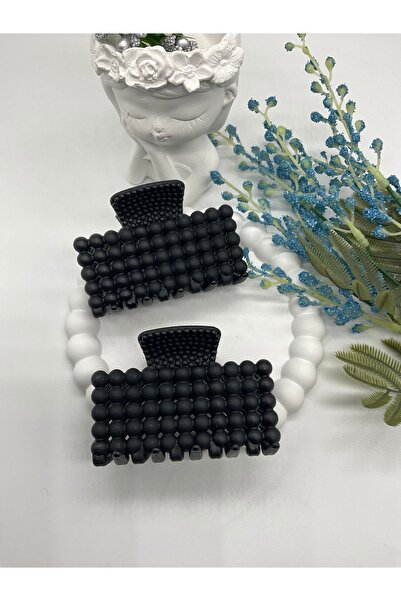 REYNA Siyah Nokta Detay Mandal Toka Siyah 2’li Saç Mandal Toka