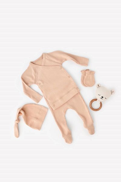 BabyCosy طقم بنطلون أطفال مكون من 4 قطع، تي شيرت، قبعة، قفازات، سلسلة الأطفال وحديثي الولادة، مجموعة خروج المستشفى