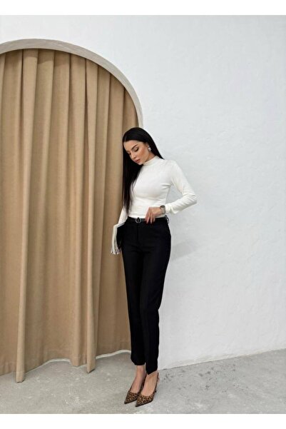 ALPACO Women's High Waist Narrow Leg Belt Included Fabric Pants