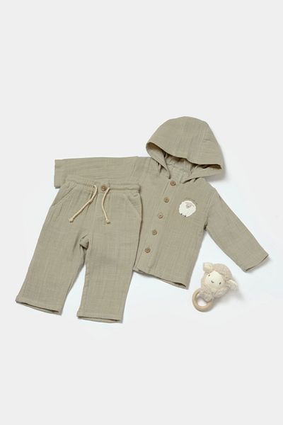 BabyCosy Organic Hooded Jacket T& Pants Set