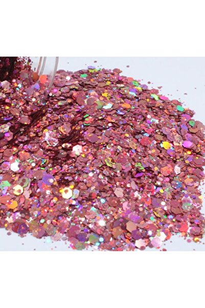 cnk craft shop Chunky Glitter 4gr Rose Holografik Epoksi Reçine Tırnak Makyaj Glitter Cg27