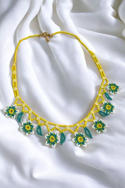 PETEK AKSESUAR BEAD LADE HANDMADE FLOWER ETHNIC NECKLACE