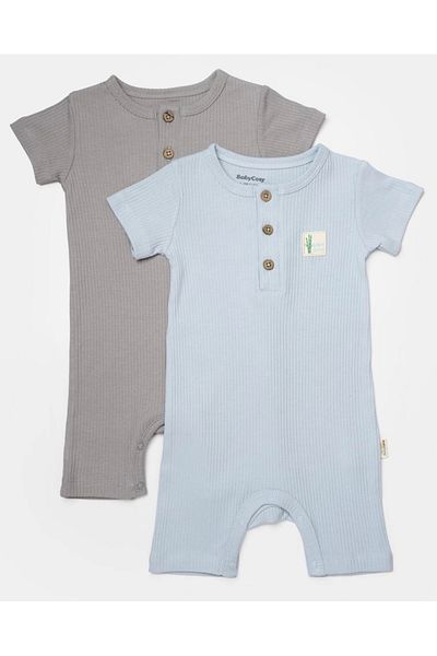BabyCosy رومبير للأطفال مكون من قطعتين بأكمام قصيرة، 50% من الخيزران - 50% من القطن العضوي، سلسلة للأطفال حديثي الولادة - CSYB9038