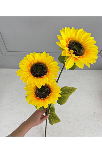 PEKİBU 3 KAFALI BÜYÜK YAPAY AYÇİÇEĞİ BÜYÜK 90 CM