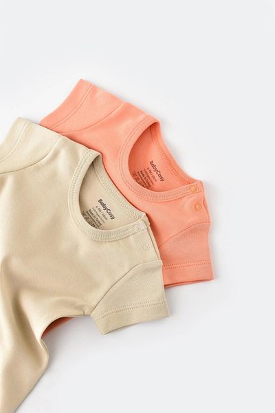 BabyCosy Body pentru bebeluși cu mânecă scurtă din 2 piese, 100% bumbac organic, seria pentru bebeluși și nou-născuți - Csy3022