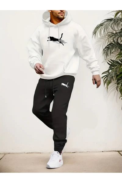 YOHO SPORT Σετ αθλητικών φόρμες με κουκούλα Leopard Panther - Ροζ και βαμβακερό, μαλακό σετ 2