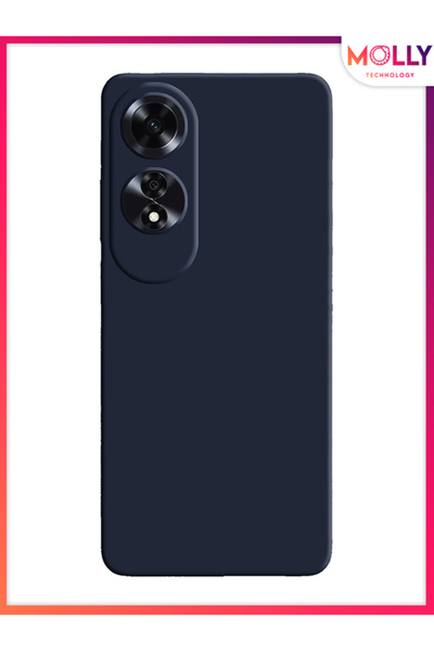 Molly Oppo A60 İçin Gece Mavisi Liquid İçi Kadife Silikon Kılıf