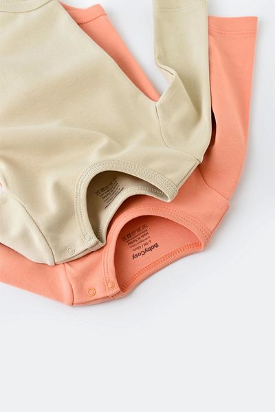 BabyCosy Body pentru bebeluși 2 bucăți - mânecă lungă, 100% bumbac organic, seria nou-născut - Csy3025