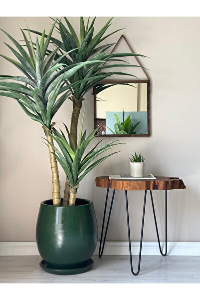odka 50Litre Büyük Boy Saksı Tabaklı Armut KOYU YESİL Yükseklik:43cm Çap:27cm