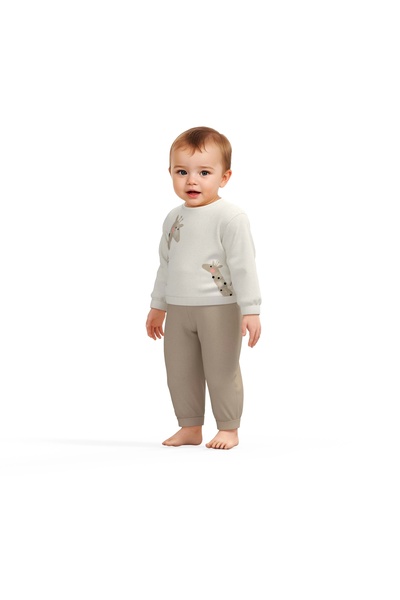 BabyCosy Organic Giraffe Patterned Long Sleeve Top&Bottom Set