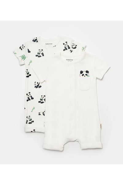 BabyCosy Organic Wear Baby 2-Piece Short Sleeve Romper, 50% Bamboo - 50% Organic Cotton, Baby & Newborn Series - Csyb9060