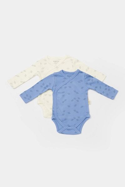 BabyCosy Pachet de 2 Badi cu mânecă lungă, cu mânecă lungă, cu imprimeu organic modal elefant