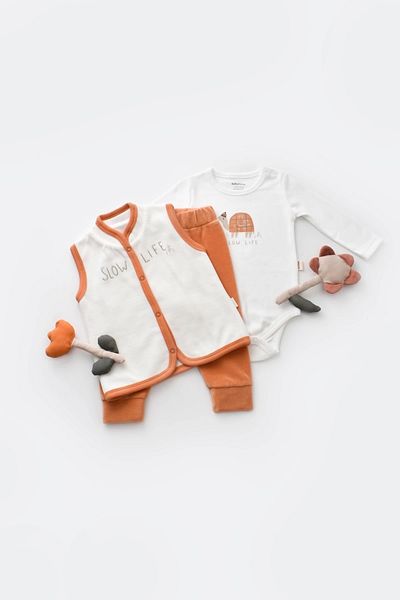 BabyCosy Set vestă din catifea țestoasă din 3 piese pentru bebeluși, seria pentru bebeluși și nou-născuți - Csyk6025