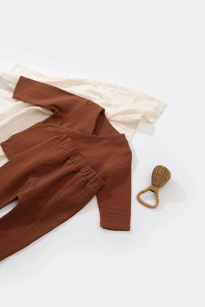 BabyCosy Set de jos și de sus cu mânecă lungă din muselină organică