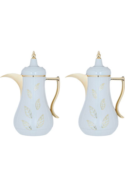 Alsaif Gallery Saif Gallery Salma Plastic Thermos Set, 1 Liter, 2 Pieces - Light Grey