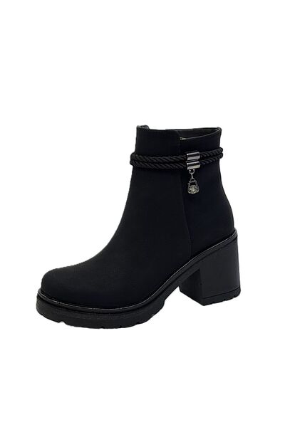 KAFKASLAR AYAKKABI PLATFOR TABAN YÜKSEK TOPUK TAŞLI FERMUARLI YARIM BOT