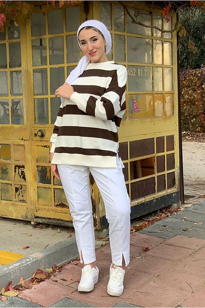 Moda Rosa 25K4432 - Coffee - Shardon Stripes Sweat