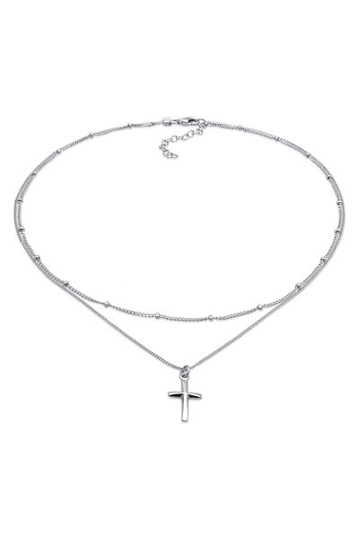 ELLI Necklace Ladies Choker Cross Pendant Layer In 925 Sterling Silver