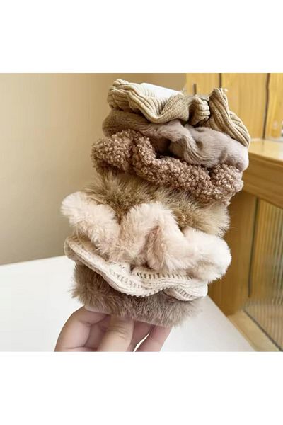 Rachel Cream-Brown Plush Set of 7 Bagel Buckle