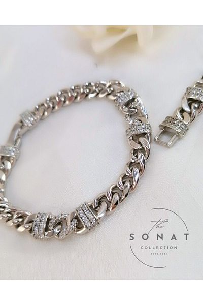 Sonat Collection Xuping Does Not Fade, Does Not Tarnish 21 cm Silver Color Zircon Stone Gourmet Bracelet