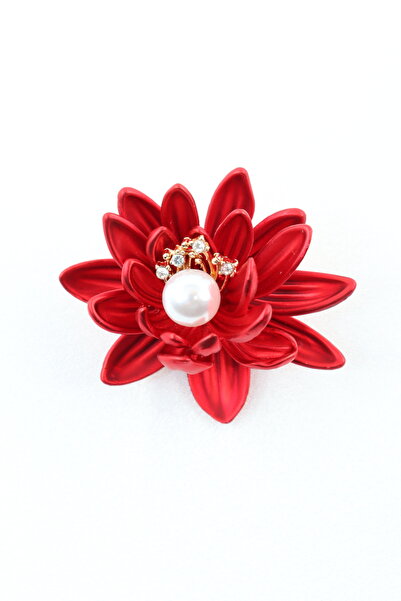 KEEBA Sudan yükselen mucize Nilüfer çiçeği broş, Ateş kırmızısı incili taşlı ...