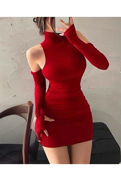 f-maskfashion Rochie elegantă cu decolteu pe umeri