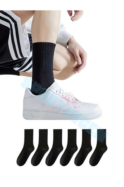 Sportingen Унисекс черни памучни тенис чорапи, 12 чифта - размер socket