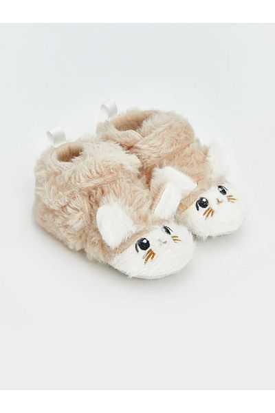 LC Waikiki Lcw Steps Brown Rabbit Figured Plush Baby Girl Home Boots
