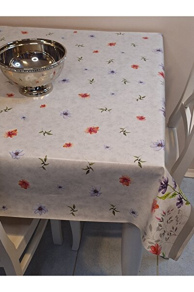 Başak Ev Tekstili Fiber Pvc Oilcloth - Patterned Erasable Tablecloth (Grey)
