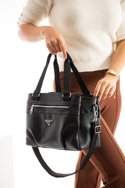 Lifonbag Дамска мека кожена чанта с 6 отделения, презрамка и ръчна чанта