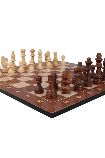 NEFESKAR Ahşap Taşlı Satranç Takımı + Mekanik Satranç Saati (Stewen Zweig "Satranç" Kitabı Hediyesi)